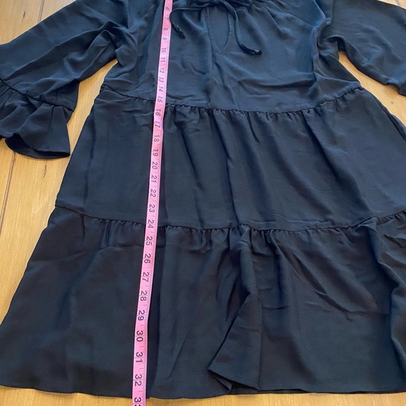 Women’s Black Longer Sleeve Mini Dress Viola Peasant Ruffle New XS - Picture 12 of 14